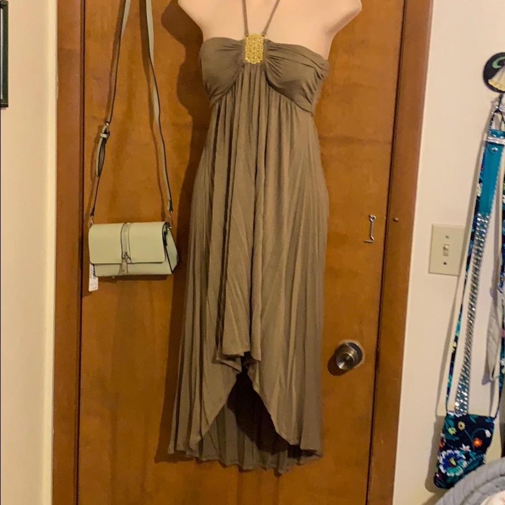 FOREVER 21 Strapless / Halter dress MED hi low hem